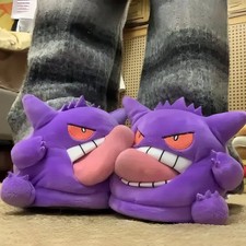 Gengar Open-Toe Plush Slippers Set, One Size Fits All Cute Cartoon Socks Gift picture