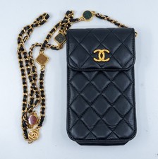 Chanel Quilted Phone Holder with Medallion Stone Inlay Chain  picture