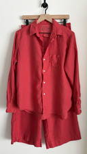 Frank & Eileen Tuscany Getaway Red Washed Italian Linen Set Maisie Wide Leg Sz M picture