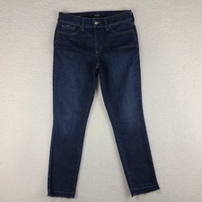 NYDJ Not Your Daughter Jeans Womens 6 Blue ALINA Ankle Fray Dark Wash Denim picture