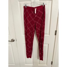 Victoria’s Secret M Red Plaid Pajama Pants Thermal Waffle Leggings NWT picture