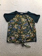 Les Amis Shirt Womens S Small Green Floral Short Sleeve Crew Neck picture