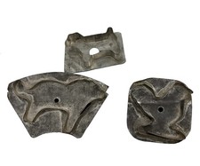 3 Antique Tin Cookie Cutters Handmade Flat Back Chicken Dog Lot of 3 picture
