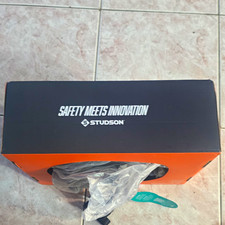 Studson SHK-1 Full Brim Vented Safety Helmet Class C Navy Blue Strap SHK1-FB-CB picture