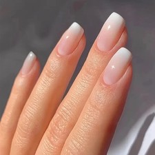 24pcs Glossy Pink Press-On Nails – Medium Square Full Cover Fake Nails picture