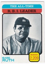 1973 Topps #474 Babe Ruth All-Time R.B.I. Leader – New York Yankees HOF picture