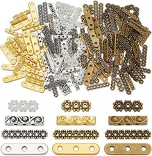 180Pcs 4 Styles 3 Holes 7 Holes Antique Rectangle Spacer Bars, Tibetan Style Spa picture