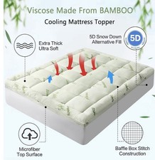 Full Size Premium Viscose Made from Bamboo Mattress Topper,1200 GSM Quilted picture