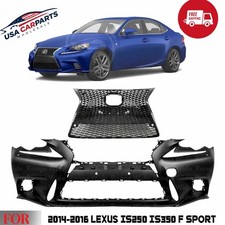 Front Bumper Cover Primed & Grille Kit For 2014-2016 Lexus IS250 IS350 F Sport picture