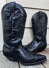 Sendra Men's 8 Black Leather Western Cowboy Boots Spain picture