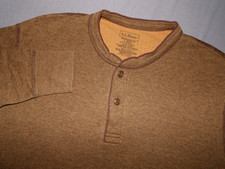 L.L. Bean Brown Wool Blend Henley River Driver Thermal Shirt Men's Large picture