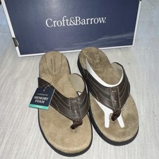 Croft & Barrow Memory Foam Lightweight Thong Sandals Brown men’s 10 M picture