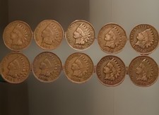 Short Set 1900-1909 Indian Head Cent Penny (10 COINS) G / VG  FAST SHIPPING picture