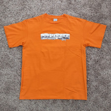 Vintage 90s-Y2K Stüssy T-Shirt Skateboarder Grinding Rail Tee Size L Orange picture