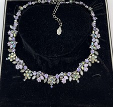 Vintage Sorrelli Signed Lavender & Blue Crystal Necklace picture