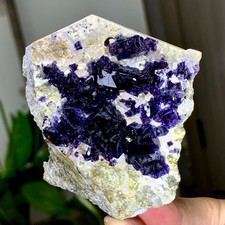 196g Natural transparent purple cubic fluorite Crystal mineral sample picture