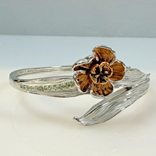 Vintage Sterling Silver Bracelet Flower Peridot 6.25 Prime Art Ross Simons picture