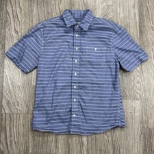 Johnnie-O Hangin’ Out Raleigh Button Up Marlin Blue Striped Sz Medium picture