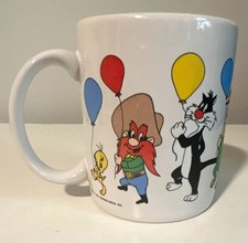 Rare Vintage 1991 Looney Tunes Balloons Coffee Mug, 11oz. Warner Bros Ceramic picture
