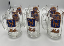 Vintage New York Mets 1969 World Championship Glass Beer Mugs Steins - Set of 6 picture