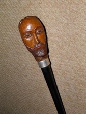 Antique Walking Stick Cane - Hand-Crafted Anton Müller-Wischin & Silver Collar picture