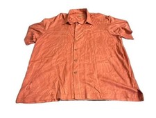 Caribbean Joe Tropical Hawaiian Camp Shirt Orange picture