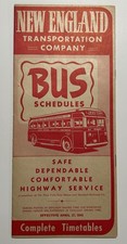 Vintage 1941 New England Transportation Co Bus Schedule Timetable Map Ephemera  picture