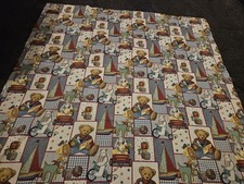 Vtg. Daisy Kingdom Fabric 44 X 43.5 Inches *Blue Jean Teddy Picture Patch  Sail picture