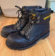Caterpillar CAT size 10 men’s Revive Black Leather Lace-Up Steel Toe Work Boots picture
