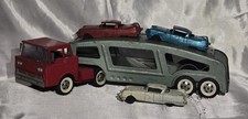1960s STRUCTO PRESSED STEEL AUTO TRANSPORT CAR CARRIER w 3 CARS picture