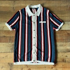 PJ Paul Jones Mens Striped Short Sleeve Button-Up Shirt - L picture