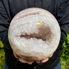 5.13LB Natural Open Smile Agate Sphere Purple Crystal Geode Healing Wealth Coll picture