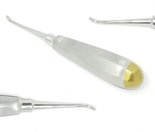 2 Miller Dental Tooth Root Elevators Apexo  #73+74 Curved Left+Right Gold Round picture