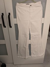 White High-Waisted Flare Pants Womens L By Jealous Tomato                   9-26 picture