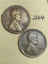 1924-S & 1924-P LINCOLN WHEAT CENT SET, High Grade coins, VF/XF  set #264 picture