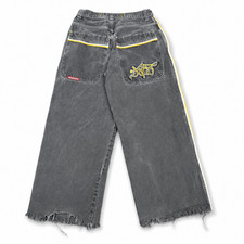 Vtg JNCO Jean 32x32 Black Wide Leg Baggy Side Stripe Graffiti Logo Y2K Skater picture