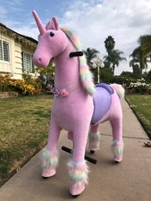 MEDALLION - My Pony Ride On Real Walking Horse - Medium Pink Rainbow Unicorn  picture