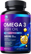 Triple Strength Omega 3 Fish Oil 2400 mg Softgels, Nature's Fish Oil Supplements picture