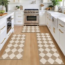 SHACOS 3Pcs Kitchen Mats for Floor, Checkered Kitchen Rugs picture