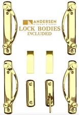 Andersen Newbury Bright Brass 4-Panel  Patio Door Trim Set + Lock Bodies NEW picture