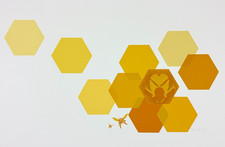 Vintage 1976 Peter Parnall Signed Serigraph Honeycomb Bee Minimalist Numbered picture