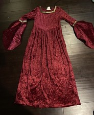 Red Crushed Velvet Renaissance Medievel Dress Size L picture