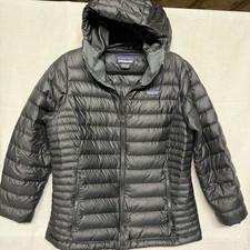 Patagonia Womens Black Hoodie Full-Zip Puffer Jacket Size Large picture