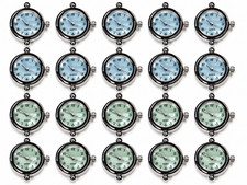 20 PCS 20mm Round Quartz Watch Faces Silver Tone Blue Green Craft Jewelry Making picture