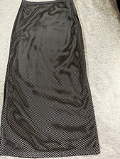 Vintage French Curve Skirt S Black Silver Mesh Overlay Lined Maxi 90s USA picture