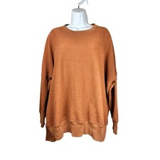 Cozycore Aerie Womens Medium Burnt Orange Oversized Fleece Crewneck Sweatshirt picture