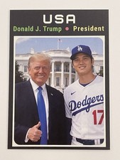 RARE 1971 Topps Design President Trump and Shohei Ohtani Baseball Card picture