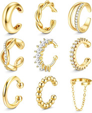 9PCS 14K Gold Plated Ear Cuff Earrings for Women Non Piercing Jewelry picture