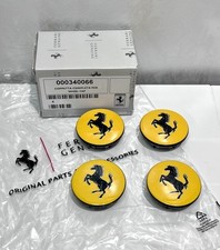 4 Pcs Ferrari Genuine Yellow Wheel Center Cap Set OEM - 340066 picture