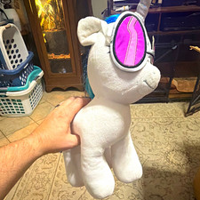 Hasbro My Little Pony DJ Pon-3 Vinyl Scratch White Unicorn Plush 2013 Washable picture